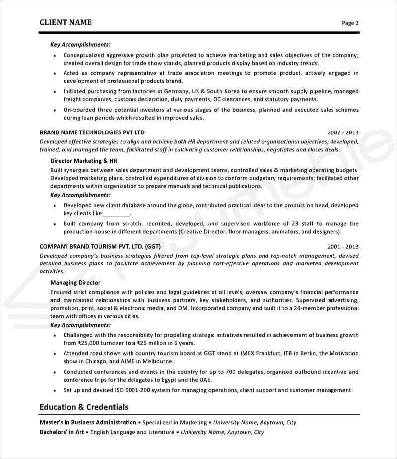 Sample Resumes for Business Development