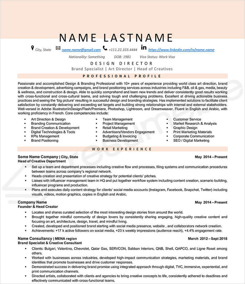 Sample Resumes for Design