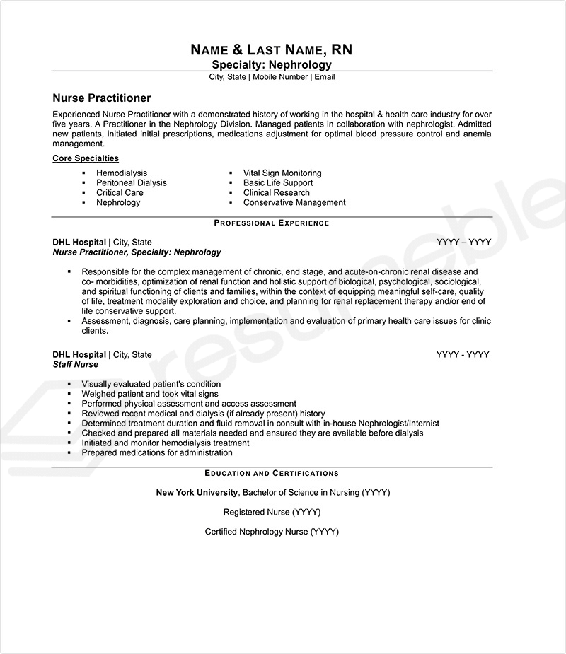 Sample Resumes for Nurse and Healtcare Professional