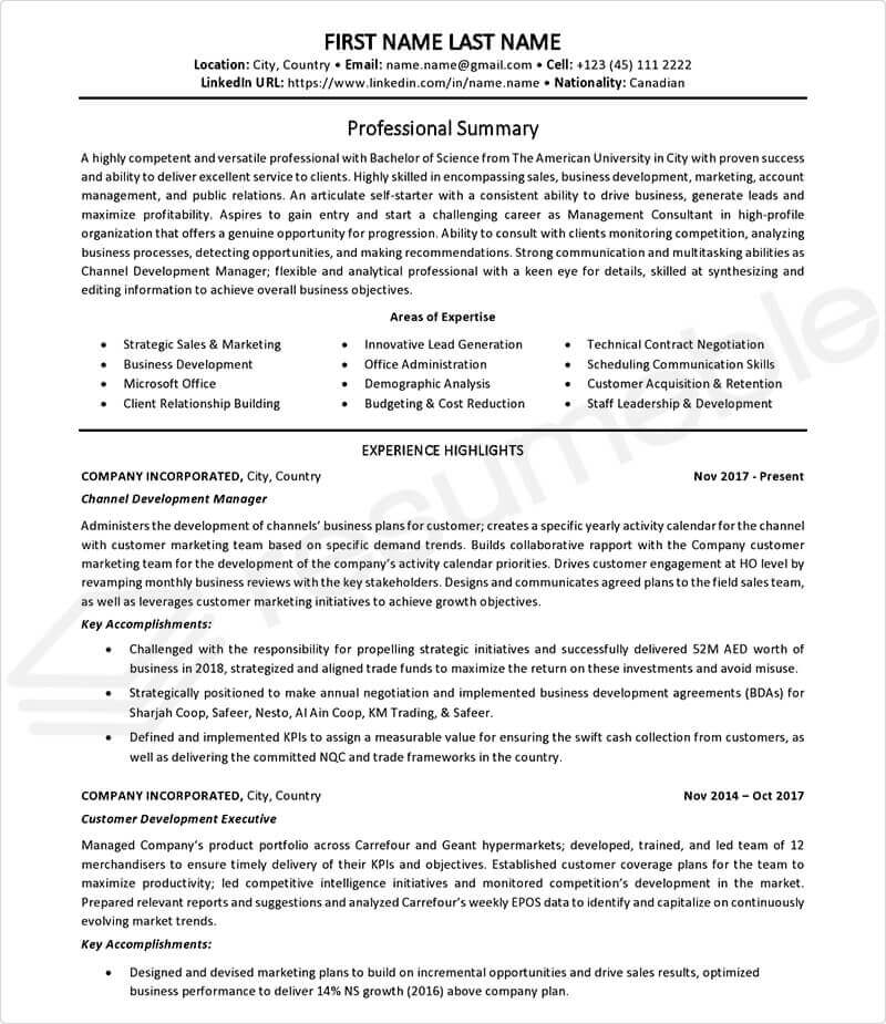 Sample Resumes for Management Consulting 